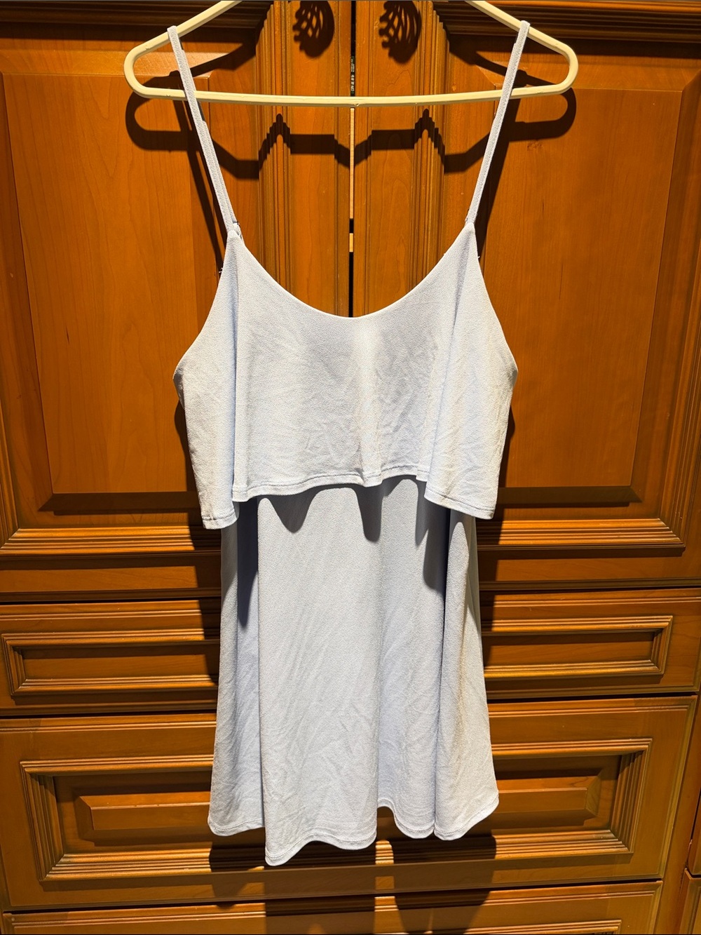 Express Light Blue Spaghetti Strap Layered Mini Dress